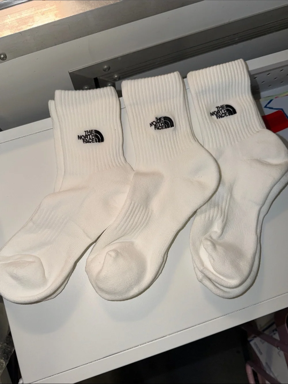 The North Face White Crew Athletic Socks - Black Logo - 3 Pack